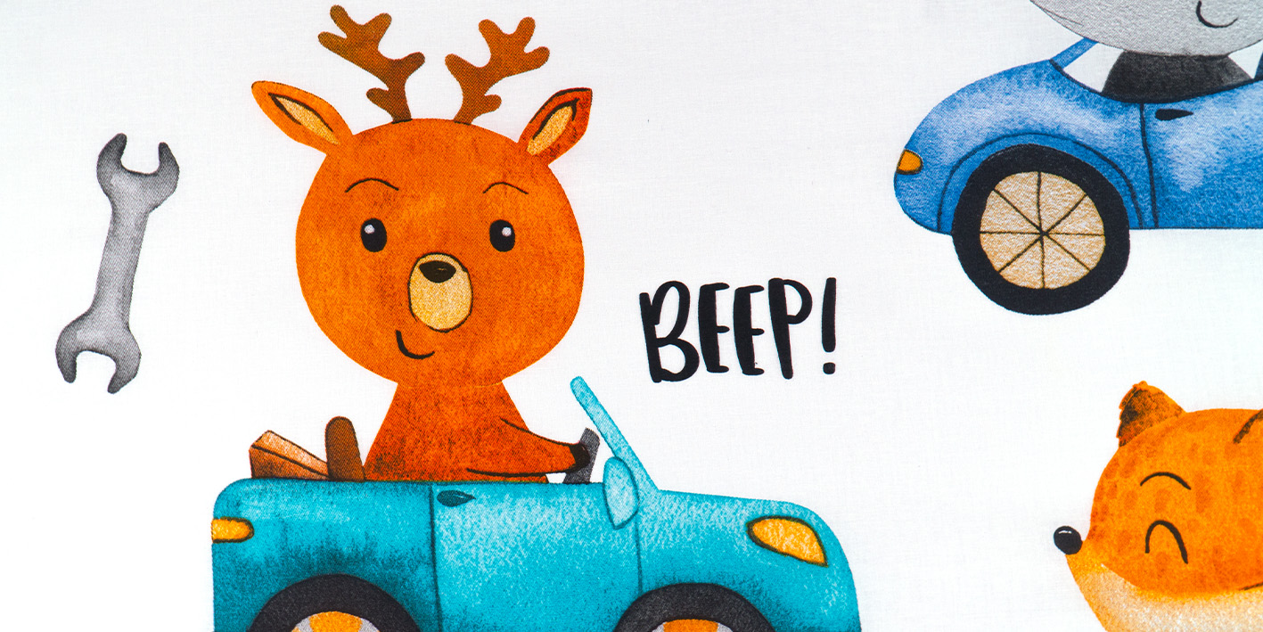 Pościel 100x135 cm auta beep niebieskie 